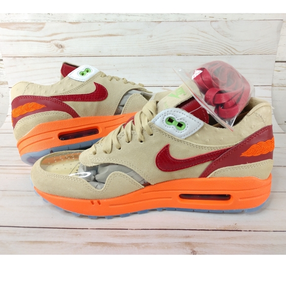 Nike Air Max 1 x CLOT Kiss Of Death Red Orange Blaze Sneakers - Picture 10 of 15